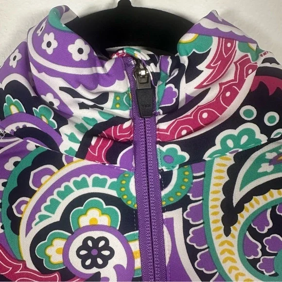 Peter Millar Womens Performance 1/4 Zip Pull Over Size Small Purple Paisley Golf - Picture 4 of 9